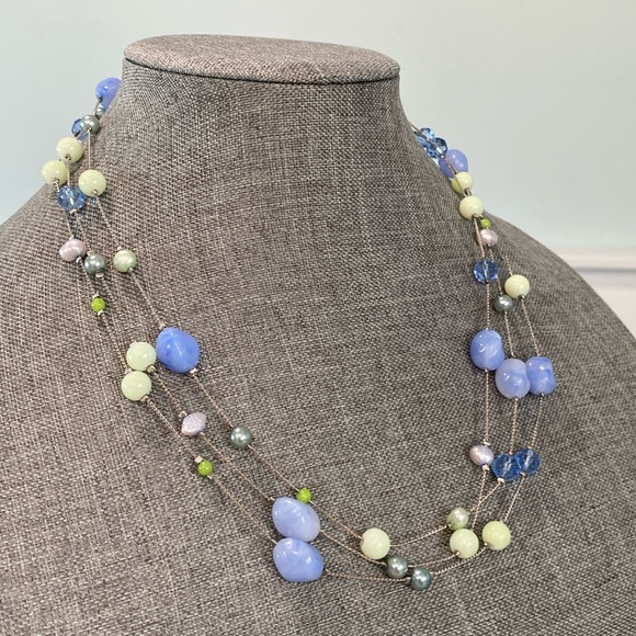 64” Layering Necklace in Silver/Blue/Green Necklace - Picture 3 of 5